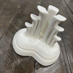 Vintage Fiesta Homer Laughlin Pyramid Tripod WHITE Candlestick Holder